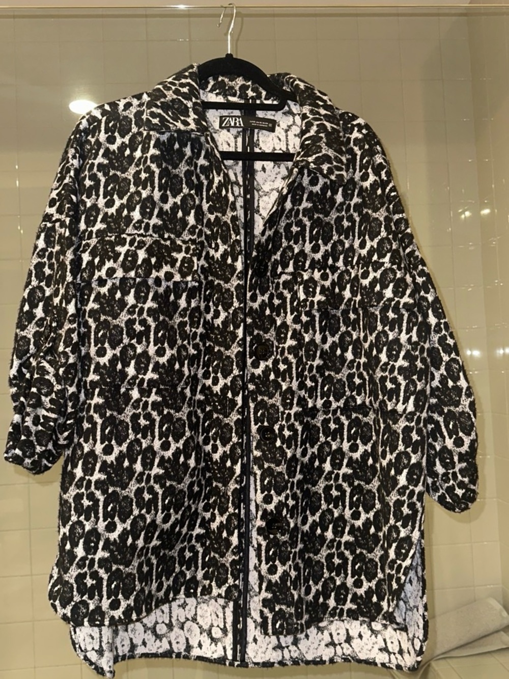 Zara Black & White Leopard Print Jacket Shirt